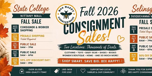 Bee Happy Consignment \ud83d\udc1d Selinsgrove Fall 2026 Event