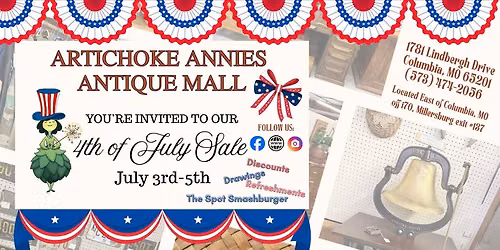 \ud83c\uddfa\ud83c\uddf8 Red, White, and YOU! 4th of July Sale at Artichoke Annies Antique Mall