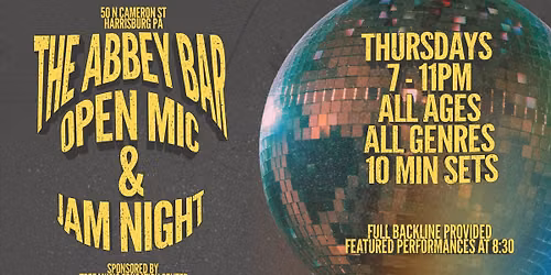 Open Mic & Jam | Thursdays | The Abbey Bar