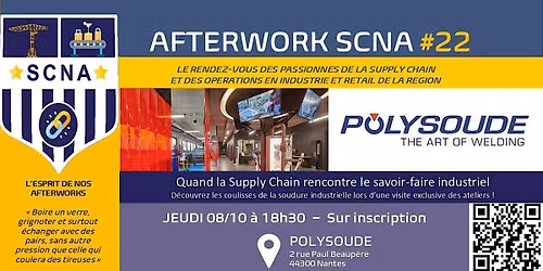 Afterwork SCNA #22 chez POLYSOUDE : le jeudi 08\/10 !