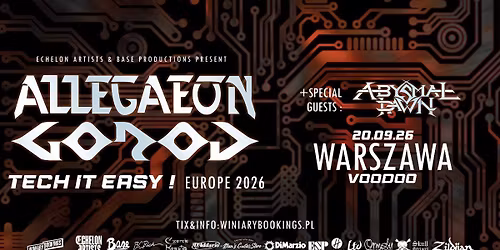 ALLEGAEON x GOROD + Abysmal Dawn \/ 20.09.26 \/ VooDoo, Warszawa
