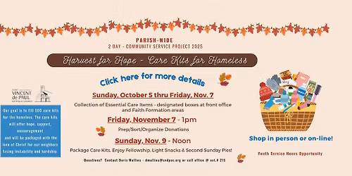 Harvest for Hope 2025 Parish Wide Community Service Project