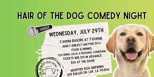 Hair of the Dog Comedy Night at Adopted Dog Brewing