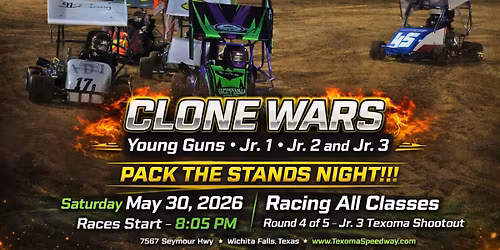 POINT RACING ALL - CLONE WARS FOR YOUNG GUNS, JR. 1,2 AND 3 - ROUND 4OF 5 IF NEEDED OF JR.3 SHOOTOUT