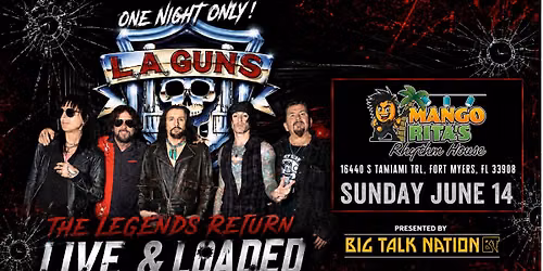 L.A. GUNS with PHIL LEWIS and TRACII GUNS at Mango Rita's Rhythm House - June 14th