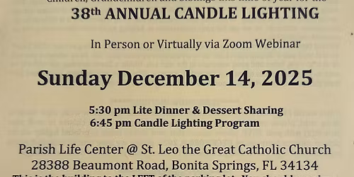 2025 TCF Candle Lighting In Person & Virtually via Zoom