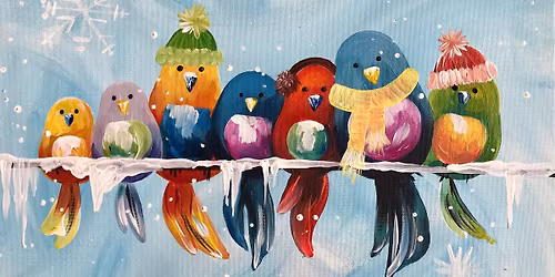Join Brush Party with Jess to paint 'Chilly Chirpers' in Sheffield