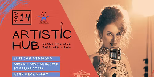 Artistic Hub \ud83e\ude98\ud83c\udfb6\ud83c\udfa7 w\/Marina Shtepa |Open Mic| \ud83c\udf99\ufe0fJam session \ud83c\udfbb &  Cade Nolan |Farewell|