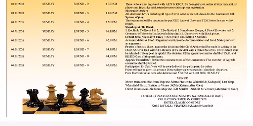 22nd BRDCA All India Open FIDE rated Rapid Chess tournament 2026