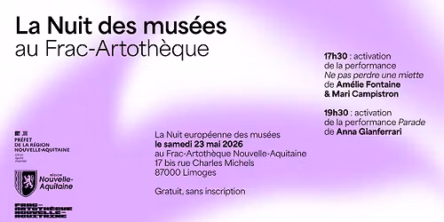 La Nuit des mus\u00e9es au Frac-Artoth\u00e8que Nouvelle-Aquitaine