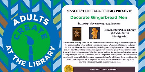 Decorate Gingerbread Men (ADULTS; REGISTRATION STARTS 11\/6\/2025)