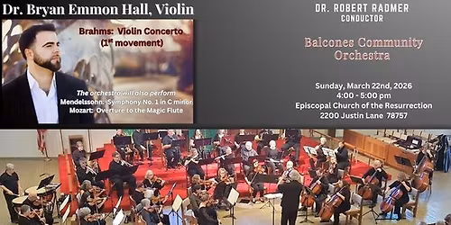 Balcones Community Orchestra Live with Bryan Hall, Violin