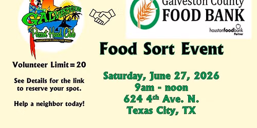 GBPHC Food Sort - Galveston County Food Bank REGISTER W/ THE LINK