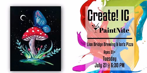 Paint Nite at Lion Bridge Brewing & Ian's Pizza: Magic Mushroom Butterfly