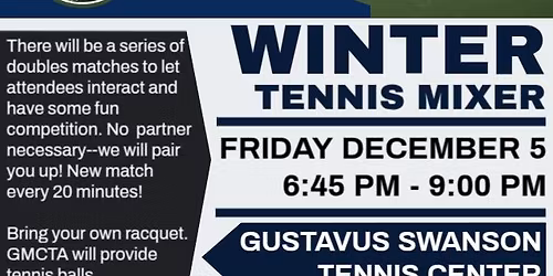 SAVE THE DATE - GMCTA Winter Tennis Mixer