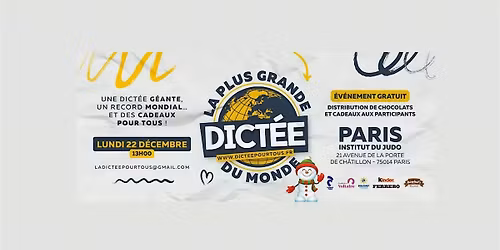 La plus grande dict\u00e9e du monde et distribution de cadeaux \u00e0 Paris