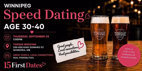 15FirstDates Winnipeg Speed Dating (Age 30-40)