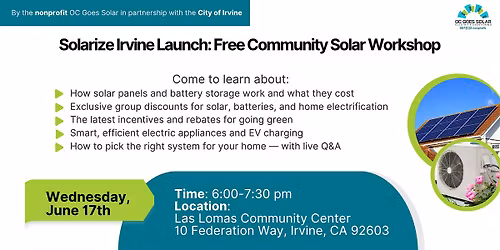 Solarize Irvine Launch \u2014 Free Community Solar Workshop