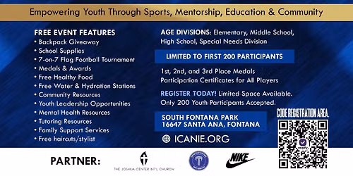 3rd Annual Backpack Giveaway & 7 on 7 Flag Football Tournament 
