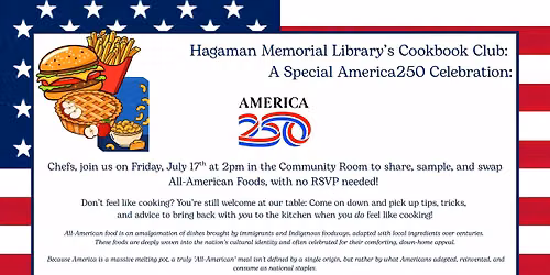 Hagaman Library's Cookbook Club: All-American Foods for America250