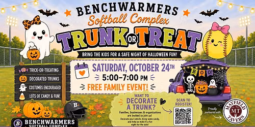 \ud83c\udf83\ud83d\udc7b TRUNK OR TREAT AT BENCHWARMERS! \ud83d\udc7b\ud83c\udf83
