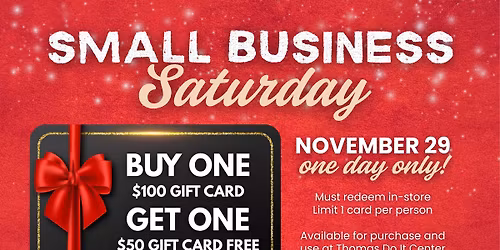 Small Business Saturday Gift Card Sale!
