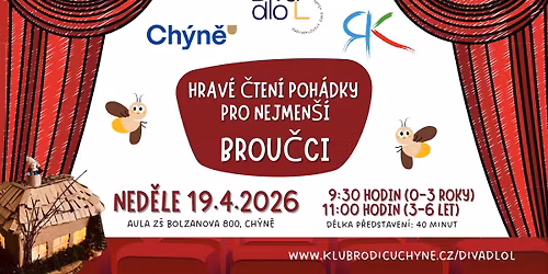 Divadeln\u00ed p\u0159edstaven\u00ed pro d\u011bti - \u201cBrou\u010dci\u201d, ned\u011ble 19.4.2026, Aula Z\u0160 Bolzanova