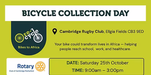 Pop-Up Bicycle Collection at Cambridge Rugby Club