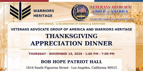 VAGA 10 Annual Thanksgiving Appreciation Dinner and Resources
