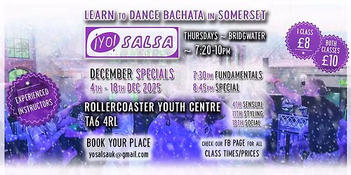 Learn to Dance Bachata in Bridgwater with Yo Salsa (December Specials)
