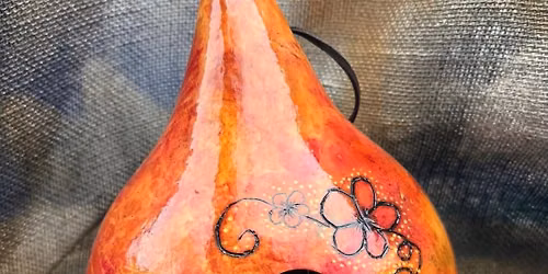 Floral Gourd Birdhouse with Gourdeous Gourds 7\/16 @6 pm