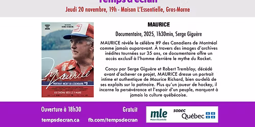 Cin\u00e9-club - MAURICE \u00e0 la Maison L'Essentielle