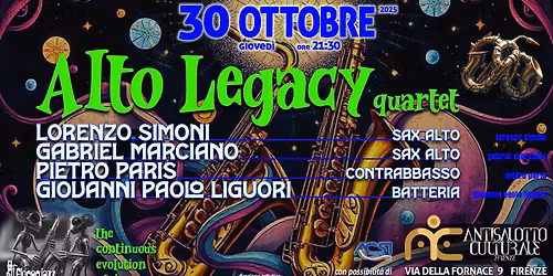 ALTO LEGACY quartet.  Con Lorenzo Simoni, Gabriel Marciano, Pietro Paris, Giovanni Paolo Liguori