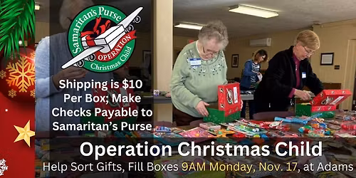Pack Shoeboxes for Operation Christmas Child