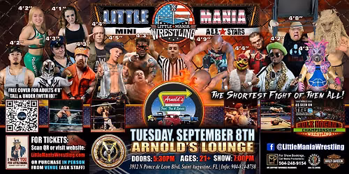 St Augustine, FL -  Little Mania Mini Wrestling @ Arnold's Lounge
