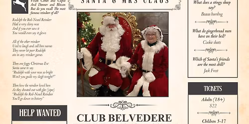 Dinner & Dance with Santa & Mrs Claus at Club Belvedere