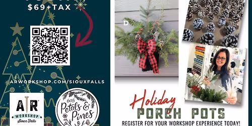 HOLIDAY PORCH POTS WITH 605 PETALS & PINES