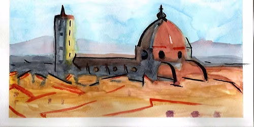 Watercolor Urban Sketching - Sunset at Piazzale Michelangelo