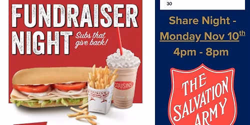 Cousin's Sub Fundraiser Night