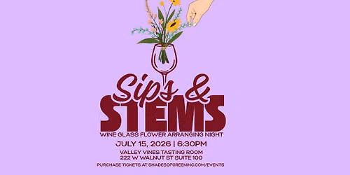 Sips & Stems Wine Glass Flower Arrangement Class
