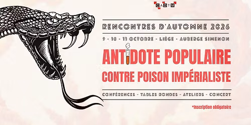 Rencontres d'automne 2026 - Antidote populaire contre poison imp\u00e9rialiste
