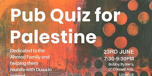 Pub Quiz for Palestine - for the Ahmed Family