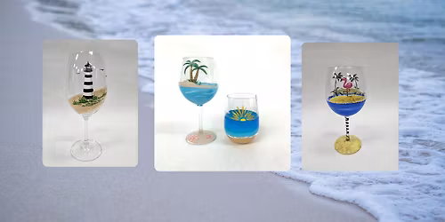 \ud83c\udf3cWine Glasses - Summer - Paint & Sip Class