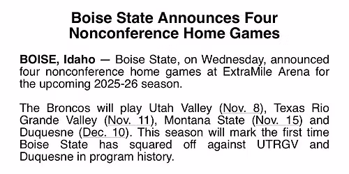 Boise State Broncos vs. Utah Valley Wolverines