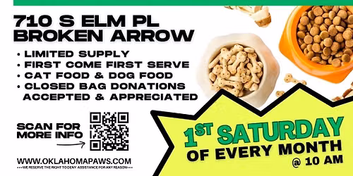 1st SATURDAY Community Pet Pantry @ Memphis Street Animal Rescue in Broken Arrow