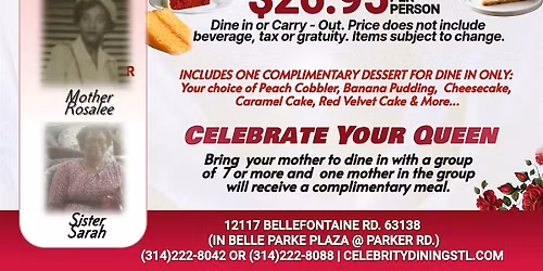 MOTHER'S DAY ALL YOU CAN EAT SOUL FOOD BUFFET w\/ LIVE ENTERTAINMENT