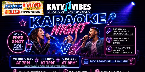 \ud83c\udfa4 Karaoke Night Battles at Katy Vibes! \ud83c\udfa4