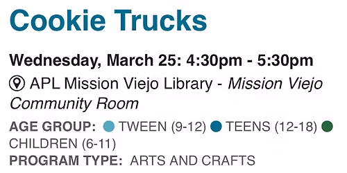 Cookie Trucks at Mission Viejo Library