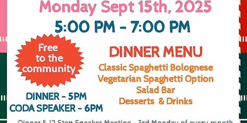 Spaghetti Diner & Speaker Meeting