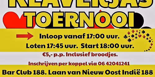 Klaverjastoernooi in Bar Club 188